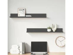 Discount Prateleiras de parede 2 pcs 80x11x9 cm pinho maciço PT811380 Cinzento