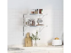 Prateleira| Prateleiras de parede 2 pcs 50x40 cm aço inoxidável PT687770 Prateado