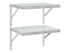 Prateleira| Prateleiras de parede 2 pcs 50x40 cm aço inoxidável PT687770 Prateado