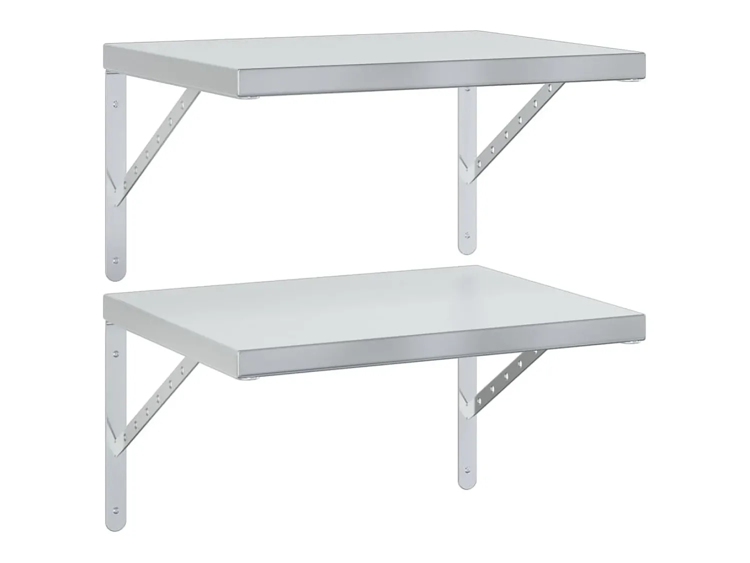 Prateleira| Prateleiras de parede 2 pcs 50x40 cm aço inoxidável PT687770 Prateado