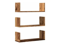 vidaxl Prateleiras de parede 3 pcs derivados de madeira madeira velha^ Prateleira