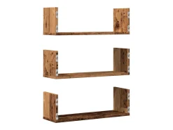 vidaxl Prateleiras de parede 3 pcs derivados de madeira madeira velha^ Prateleira