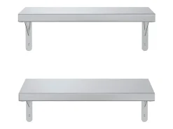 vidaxl Prateleiras de parede 2 pcs 50x23,5 cm aço inoxidável^ Prateleira