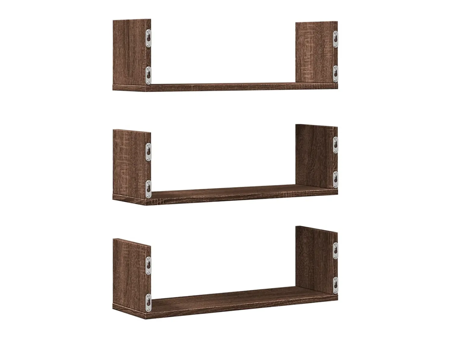 Discount vidaxl Prateleiras de parede 3 pcs derivados madeira carvalho Castanho