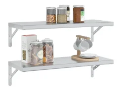 Best vidaxl Prateleiras de parede 2 pcs 75x30 cm aço inoxidável Prateado