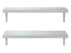 Best vidaxl Prateleiras de parede 2 pcs 75x30 cm aço inoxidável Prateado