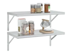 Prateleira*vidaxl Prateleiras de parede 2 pcs 75x40 cm aço inoxidável Prateado