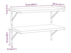 Prateleira*vidaxl Prateleiras de parede 2 pcs 75x40 cm aço inoxidável Prateado