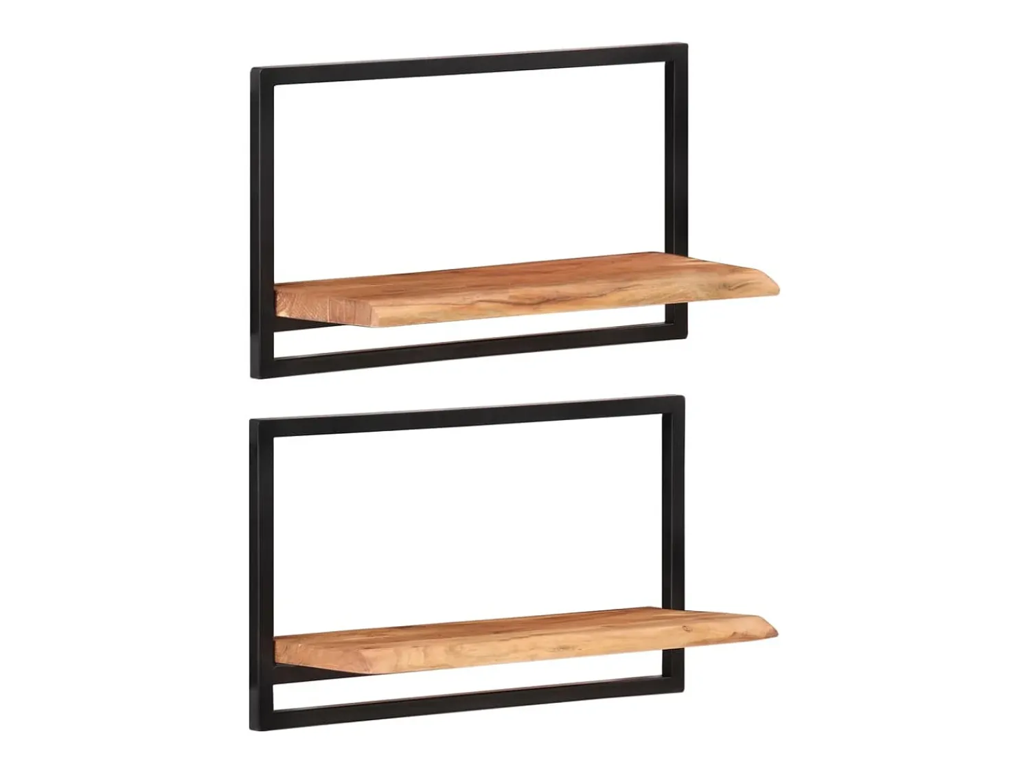 Discount vidaxl Prateleiras de parede 2 pcs 60x25x35 cm acácia maciça e aço Castanho