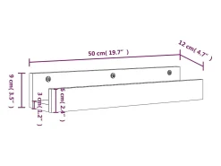vidaxl Prateleiras de parede 2 pcs 50x12x9cm pinho maciço -mel^ Prateleira