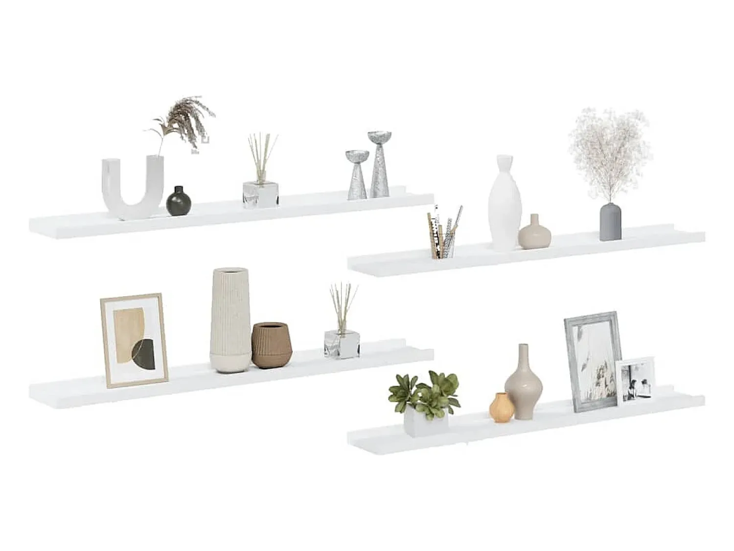 New vidaxl Prateleiras de parede 4 pcs 80x9x3 cm Branco