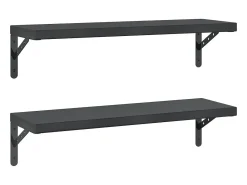 Best Prateleiras de parede 2 pcs 75x23,5 cm aço inoxidável prateado PT340204 Preto