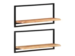 Prateleira|vidaxl Prateleiras de parede 2 pcs 80x25x35 cm acácia maciça e aço Castanho