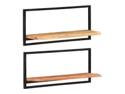Prateleira|vidaxl Prateleiras de parede 2 pcs 80x25x35 cm acácia maciça e aço Castanho
