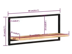 Prateleira|vidaxl Prateleiras de parede 2 pcs 80x25x35 cm acácia maciça e aço Castanho