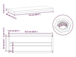 Online vidaxl Prateleiras de parede 2 pcs 75x30x3 cm aço inoxidável Prateado
