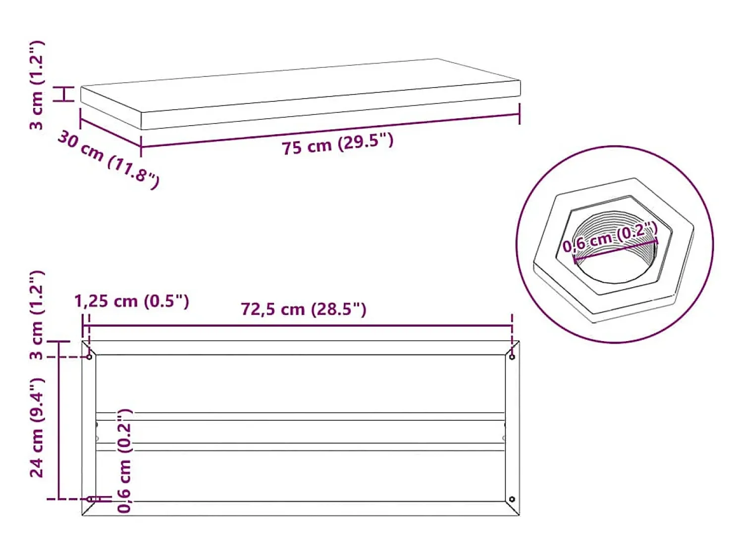 Online vidaxl Prateleiras de parede 2 pcs 75x30x3 cm aço inoxidável Prateado