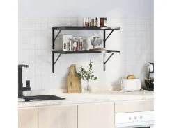 Prateleira| Prateleiras de parede 2 pcs 75x40x3 cm aço inoxidável prateado PT182686 Preto
