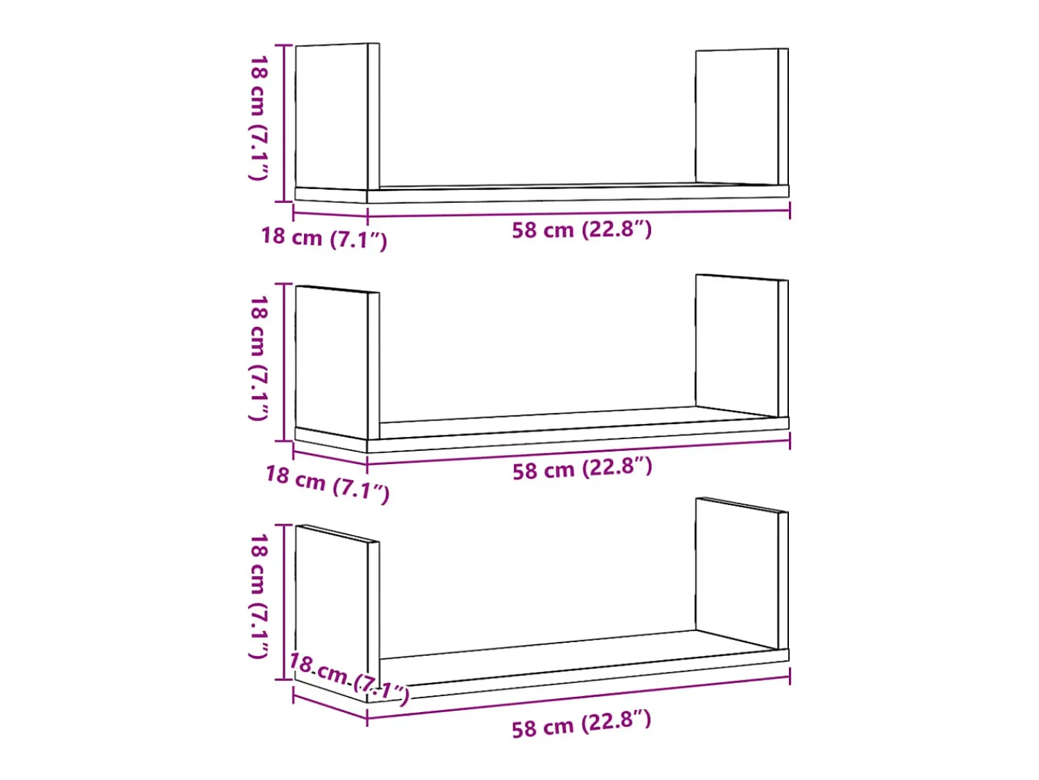 vidaxl Prateleiras de parede 3 pcs derivados madeira carvalho sonoma^ Prateleira