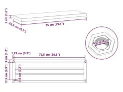 vidaxl Prateleiras de parede 2 pcs 75x23,5x3cm aço inoxidável^ Prateleira
