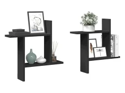 Best vidaxl Prateleiras de parede 2 pcs 50x12x50 cm derivados madeira Preto