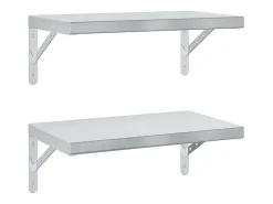 Prateleira* Prateleiras de parede 2 pcs 50x30 cm aço inoxidável PT369568 Prateado