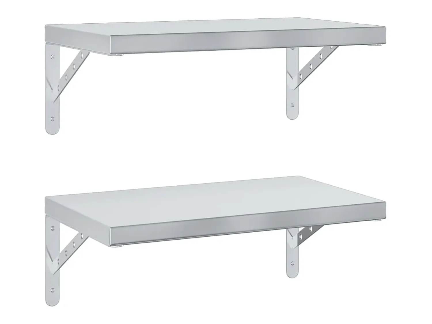 Prateleira* Prateleiras de parede 2 pcs 50x30 cm aço inoxidável PT369568 Prateado