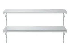 Prateleira* Prateleiras de parede 2 pcs 100x40 cm aço inoxidável PT360421 Prateado