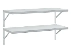 Prateleira* Prateleiras de parede 2 pcs 100x40 cm aço inoxidável PT360421 Prateado