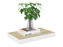 Outlet Prateleiras de parede 4 pcs 50x23x3,8 cm MDF carvalho e branco PT696585 Castanho