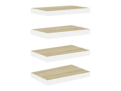 Outlet Prateleiras de parede 4 pcs 50x23x3,8 cm MDF carvalho e branco PT696585 Castanho