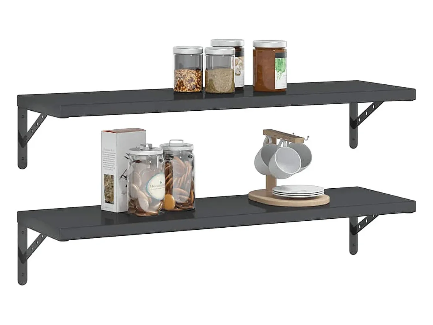 Prateleira*vidaxl Prateleiras de parede 2 pcs 100x30 cm aço inoxidável prateado Preto