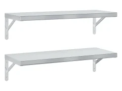 Prateleira| Prateleiras de parede 2 pcs 75x30 cm aço inoxidável PT893984 Prateado