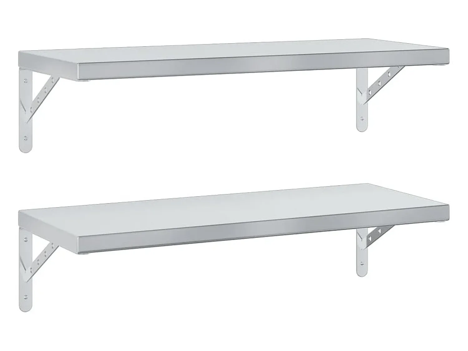 Prateleira| Prateleiras de parede 2 pcs 75x30 cm aço inoxidável PT893984 Prateado