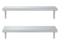 Prateleira| Prateleiras de parede 2 pcs 75x30 cm aço inoxidável PT893984 Prateado