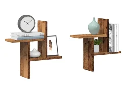 Prateleira|vidaxl Prateleiras de parede 2 pcs derivados de madeira madeira velha Castanho