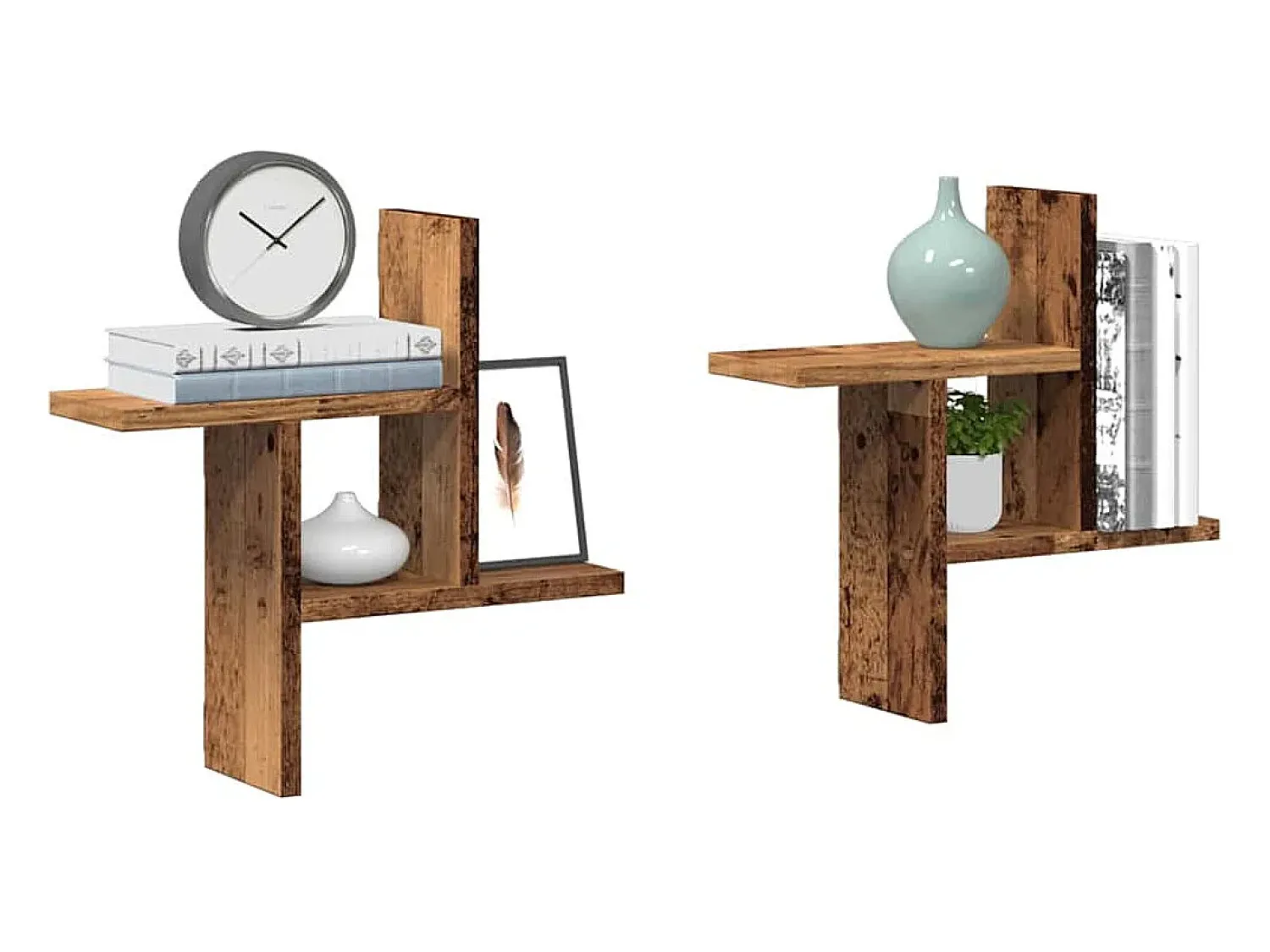 Prateleira|vidaxl Prateleiras de parede 2 pcs derivados de madeira madeira velha Castanho