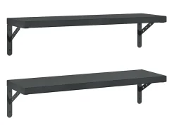 Sale vidaxl Prateleiras de parede 2 pcs 75x23,5 cm aço inoxidável prateado Preto