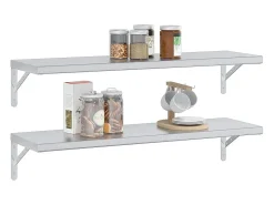 vidaxl Prateleiras de parede 2 pcs 100x30x3 cm aço inoxidável^ Prateleira