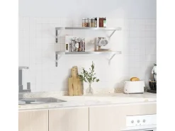 Prateleira| Prateleiras de parede 2 pcs 75x30x3 cm aço inoxidável PT441918 Prateado