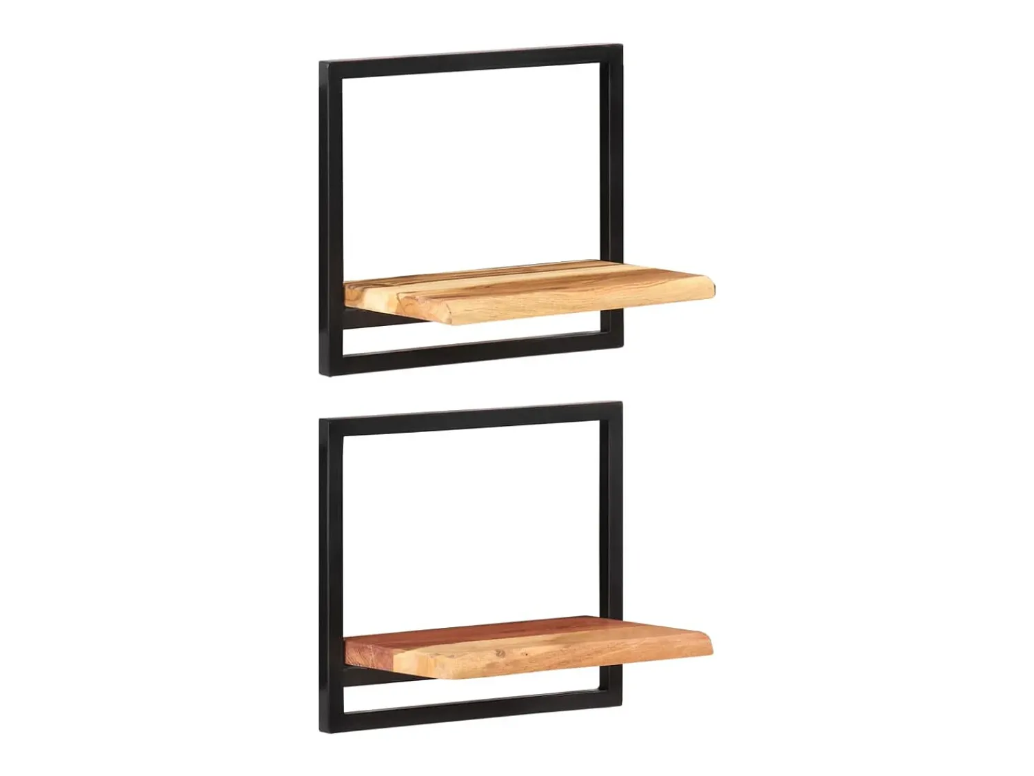 vidaxl Prateleiras de parede 2 pcs 40x24x35 cm acácia maciça e aço^ Prateleira