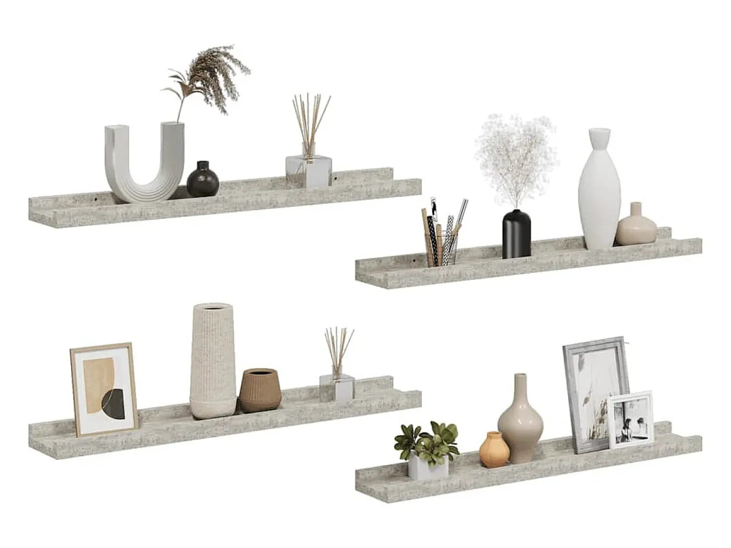 Prateleira|vidaxl Prateleiras de parede 4 pcs 60x9x3 cm cimento Cinzento