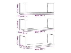vidaxl Prateleiras de parede 3 pcs 80x18x18cm derivados madeira^ Prateleira