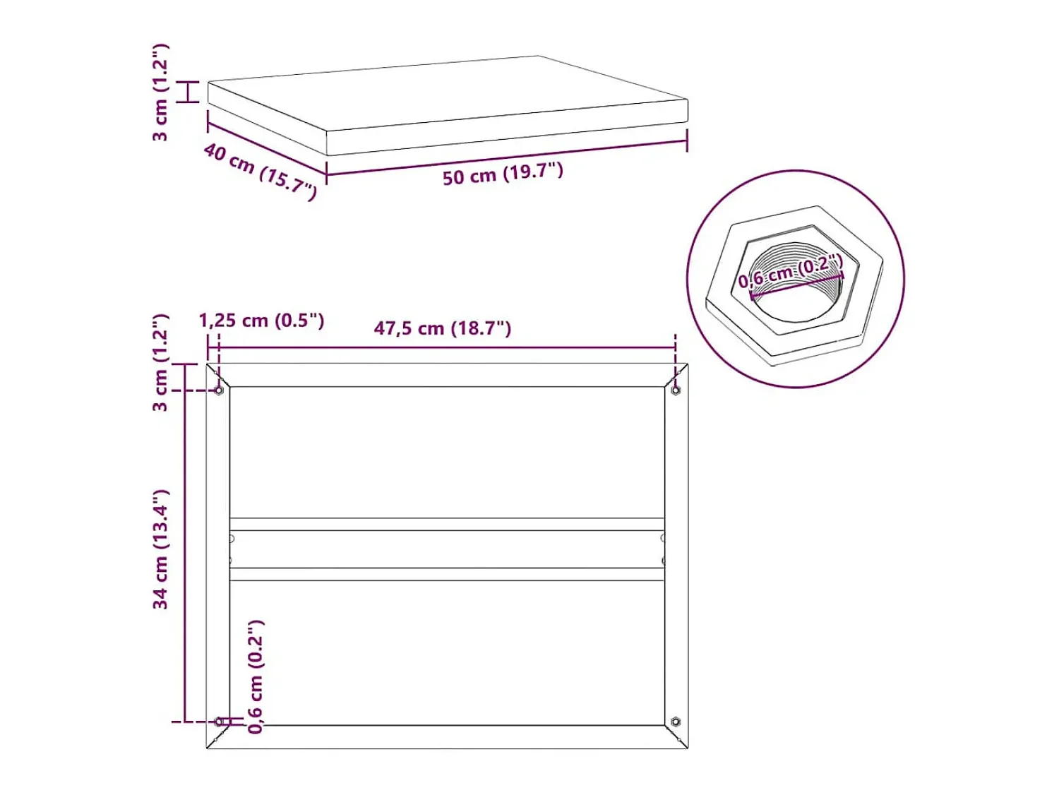 Prateleira*vidaxl Prateleiras de parede 2 pcs 50x40x3 cm aço inoxidável prateado Preto