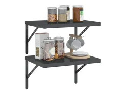 Prateleira*vidaxl Prateleiras de parede 2 pcs 50x40x3 cm aço inoxidável prateado Preto