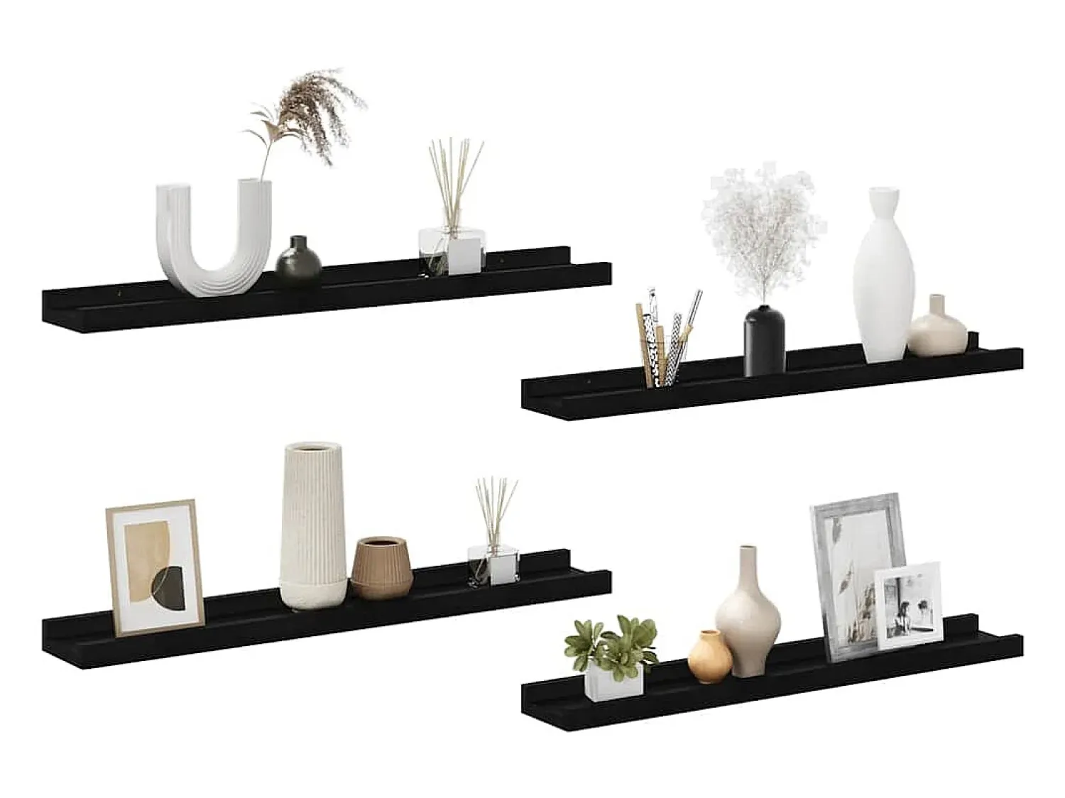 Sale vidaxl Prateleiras de parede 4 pcs 60x9x3 cm Preto