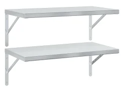 Prateleira| Prateleiras de parede 2 pcs 75x40 cm aço inoxidável PT793688 Prateado