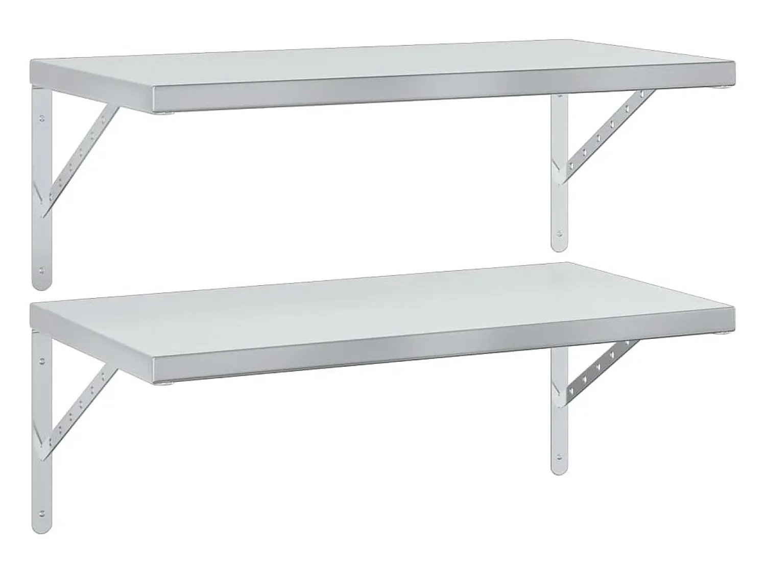 Prateleira| Prateleiras de parede 2 pcs 75x40 cm aço inoxidável PT793688 Prateado