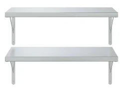 Prateleira| Prateleiras de parede 2 pcs 75x40 cm aço inoxidável PT793688 Prateado