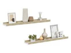 Online vidaxl Prateleiras de parede 2 pcs 60x9x3 cm e carvalho sonoma Branco